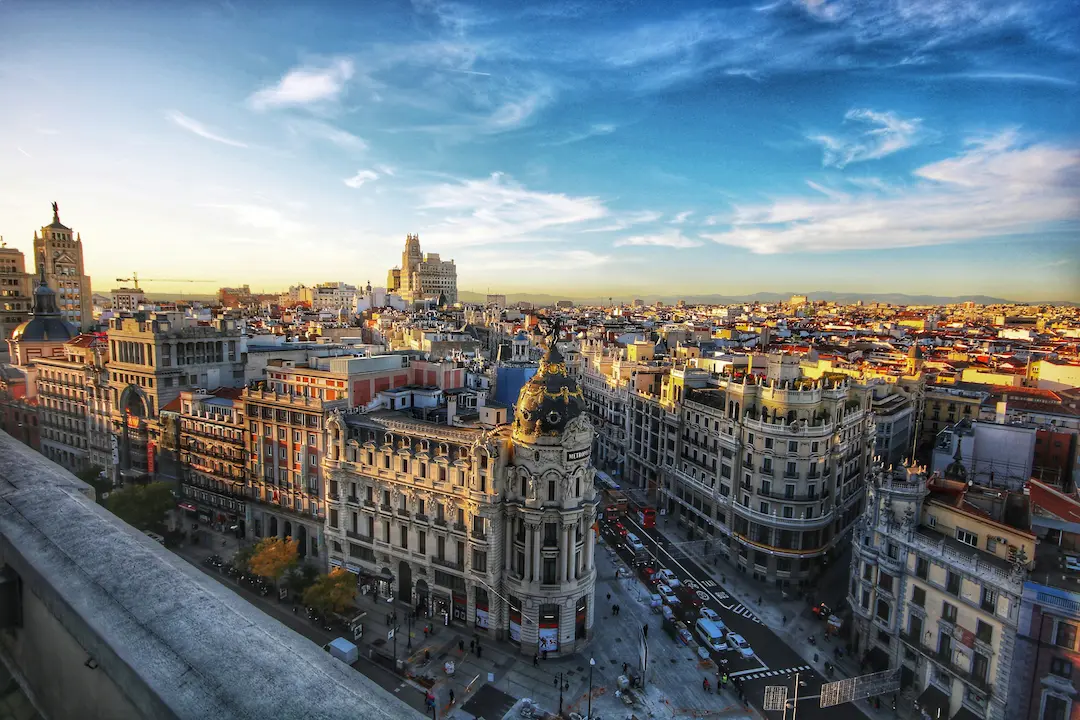 Madrid city skyline, guide on how to apply for the Beckham Law in Spain